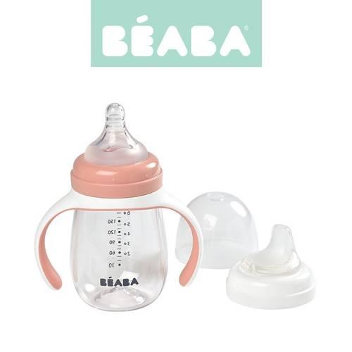 Beaba - Butelka treningowa 2 w 1 tritanowa - 210 ml, old pink
