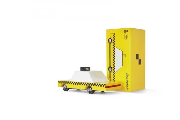 Candylab Drewniany samochód mini - Yellow Taxi