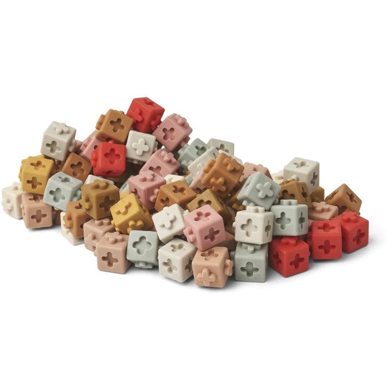 Klocki silikonowe Links Building Blocks - Dusty Raspberry Multi Mix, 100 el. - Liewood