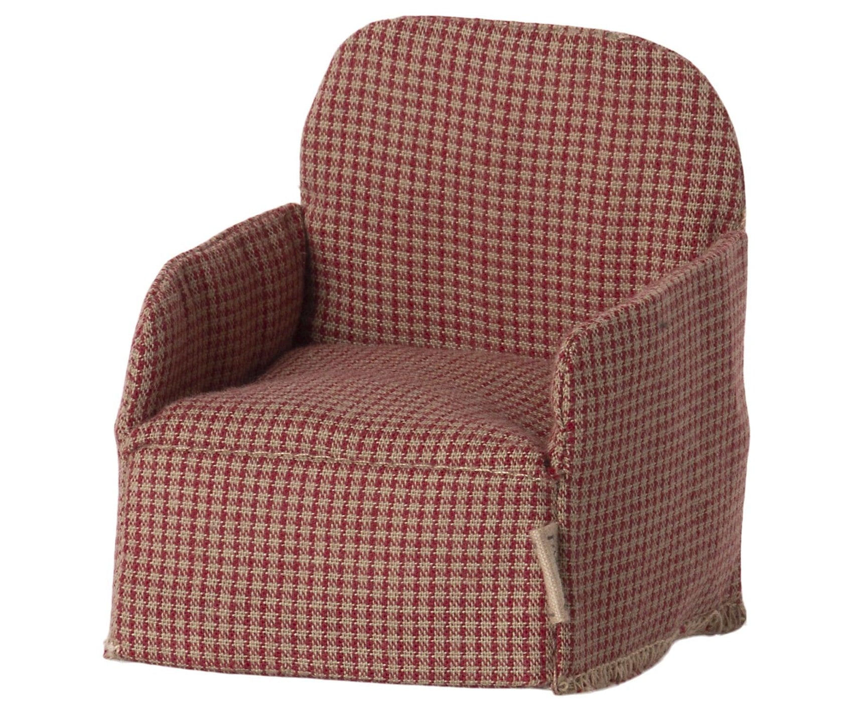 Fotel dla myszek w kratkę, 8cm - RED - Maileg