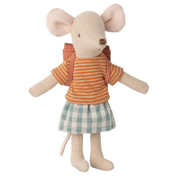 Myszka rowerzystka - Tricycle mouse, Starsza siostra z plecakiem - Old rose