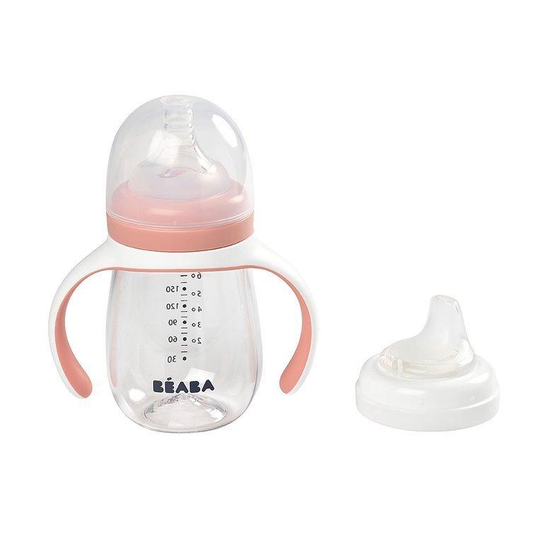 Beaba - Butelka treningowa 2 w 1 tritanowa - 210 ml, old pink