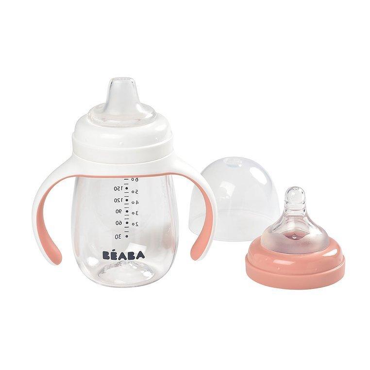 Beaba - Butelka treningowa 2 w 1 tritanowa - 210 ml, old pink