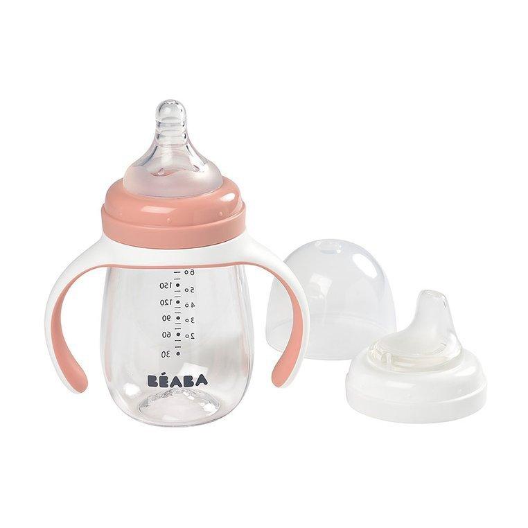 Beaba - Butelka treningowa 2 w 1 tritanowa - 210 ml, old pink
