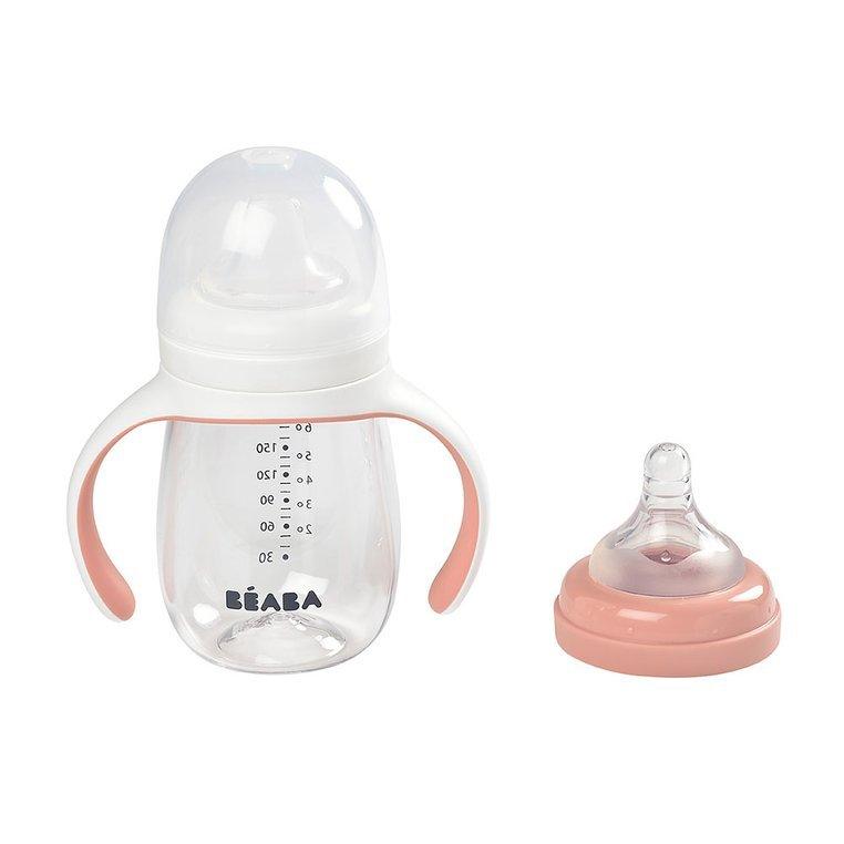 Beaba - Butelka treningowa 2 w 1 tritanowa - 210 ml, old pink