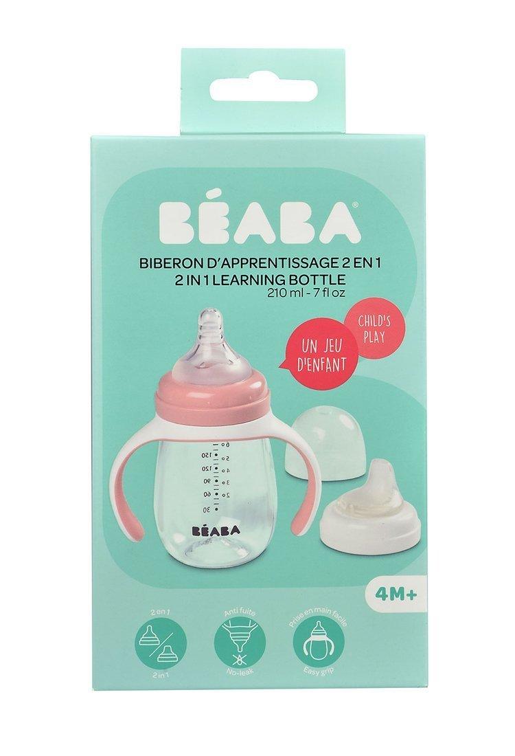 Beaba - Butelka treningowa 2 w 1 tritanowa - 210 ml, old pink