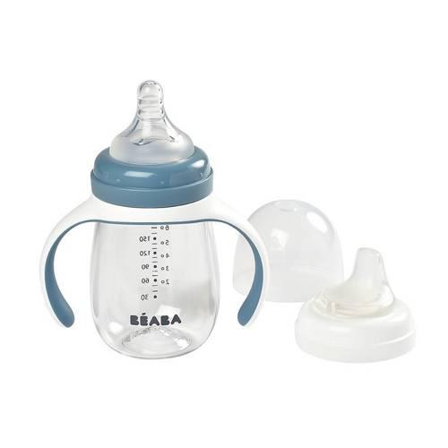 Beaba - Butelka treningowa 2 w 1 TRITANOWA 210 ml, windy blue
