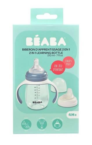 Beaba - Butelka treningowa 2 w 1 TRITANOWA 210 ml, windy blue