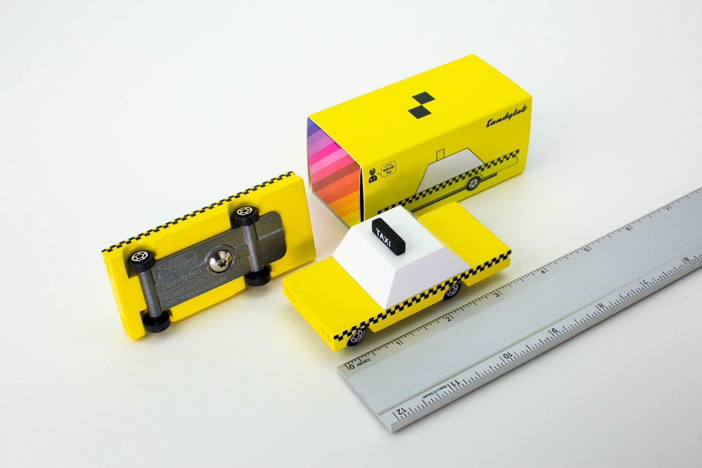Candylab Drewniany samochód mini - Yellow Taxi