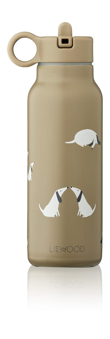 Liewood - bidon na wodę - Falk water bottle – Dog / Oat, 350ml - SLOW STORE
