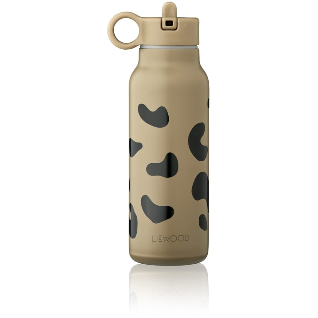 Liewood - bidon stalowy na wodę - Falk water bottle – Mega leo / Oat mix, 350ml - SLOW STORE