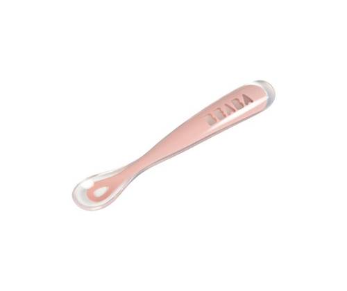 Łyżeczka silikonowa 4m+, old pink - SLOW STORE