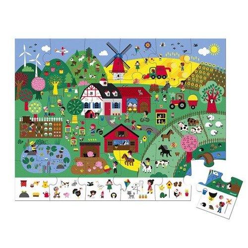 Puzzle obserwacyjne w walizce - Farma, 24 elementy - SLOW STORE