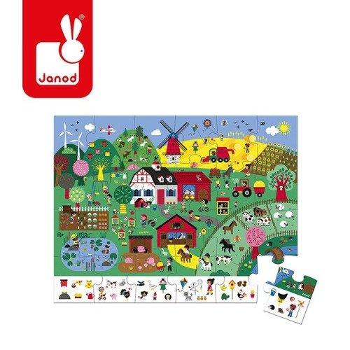 Puzzle obserwacyjne w walizce - Farma, 24 elementy - SLOW STORE
