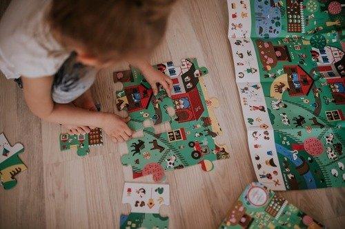 Puzzle obserwacyjne w walizce - Farma, 24 elementy - SLOW STORE
