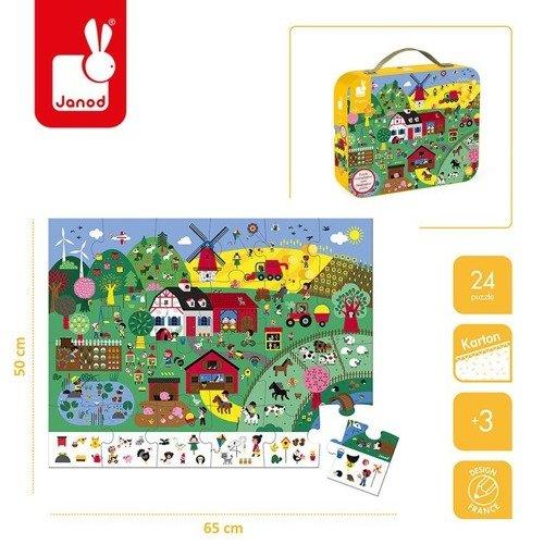 Puzzle obserwacyjne w walizce - Farma, 24 elementy - SLOW STORE