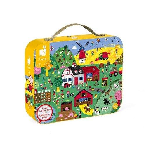 Puzzle obserwacyjne w walizce - Farma, 24 elementy - SLOW STORE
