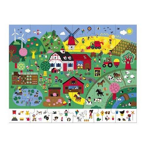Puzzle obserwacyjne w walizce - Farma, 24 elementy - SLOW STORE