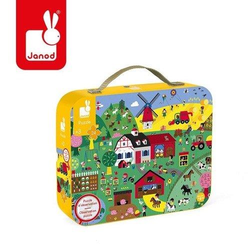 Puzzle obserwacyjne w walizce - Farma, 24 elementy - SLOW STORE