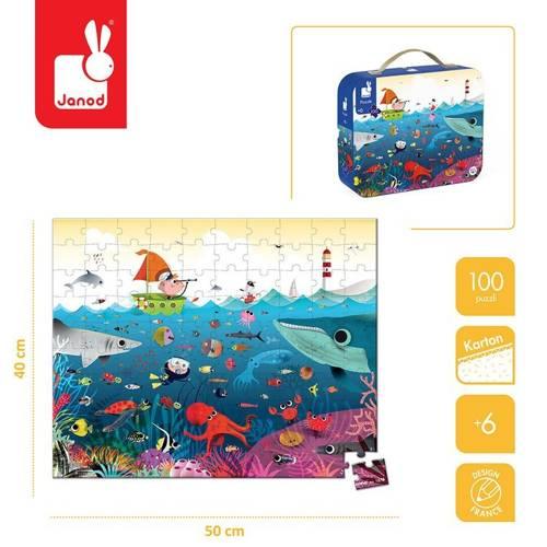 Puzzle w walizce Podwodny świat, 100 elementów, 6+ - SLOW STORE