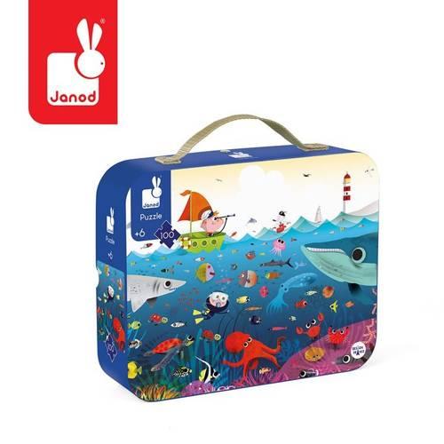 Puzzle w walizce Podwodny świat, 100 elementów, 6+ - SLOW STORE