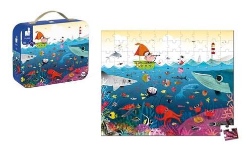 Puzzle w walizce Podwodny świat, 100 elementów, 6+ - SLOW STORE