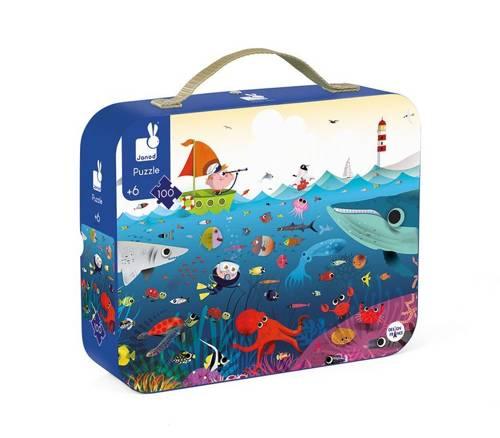Puzzle w walizce Podwodny świat, 100 elementów, 6+ - SLOW STORE