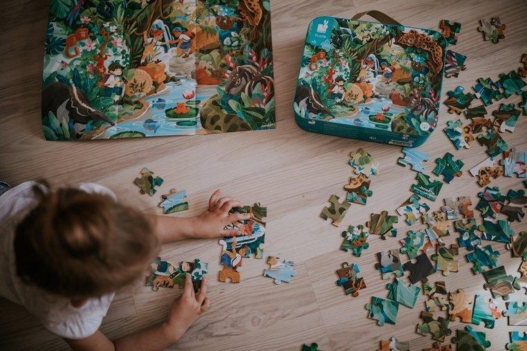 Puzzle w walizce Przygoda w kraju Inków, 100 elementów - SLOW STORE
