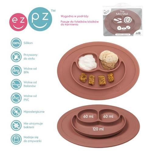 Silikonowy talerzyk z podkładką mały 2w1 Mini Mat - SLOW STORE