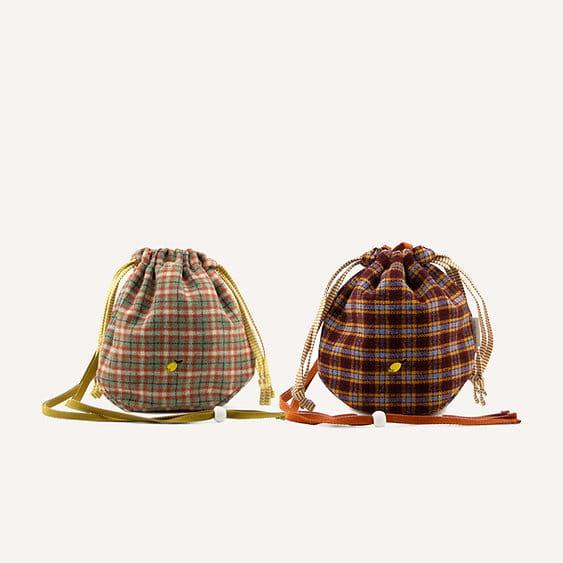 Torebka - worek na ramię - Pouch bag adventure - meet me in the meadows - tartan / map green - SLOW STORE